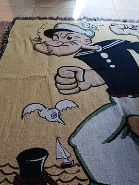 Popeye Woven Throw Blanket - Yellow, Navy, Green